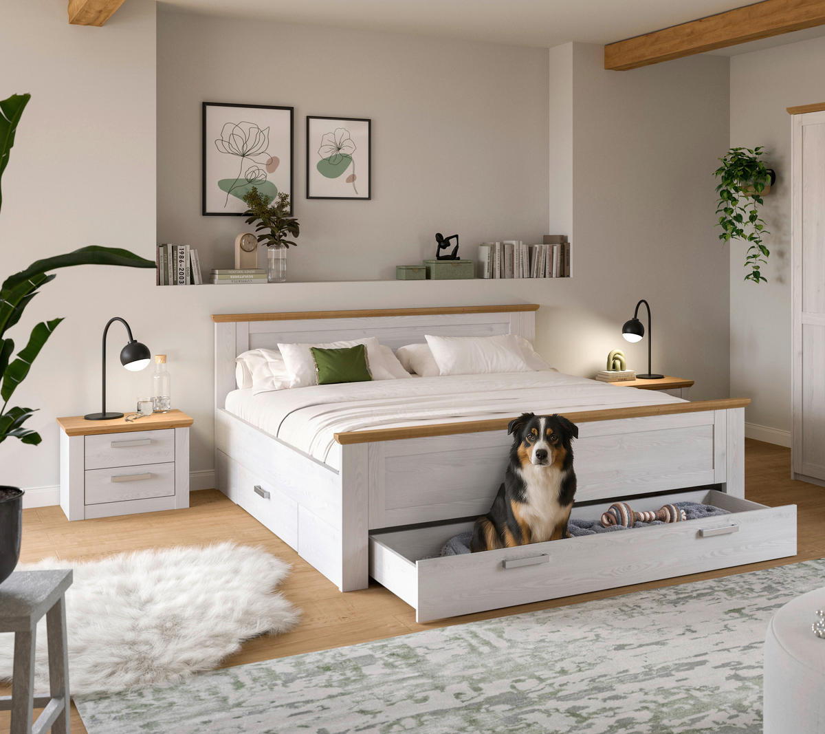 Bettanlage VERONA Sibiu Lärche Nachbildung Eiche Artisan Nachbildung VERONA - Eiche (301,00/90,00/209,00cm) - xonox.home