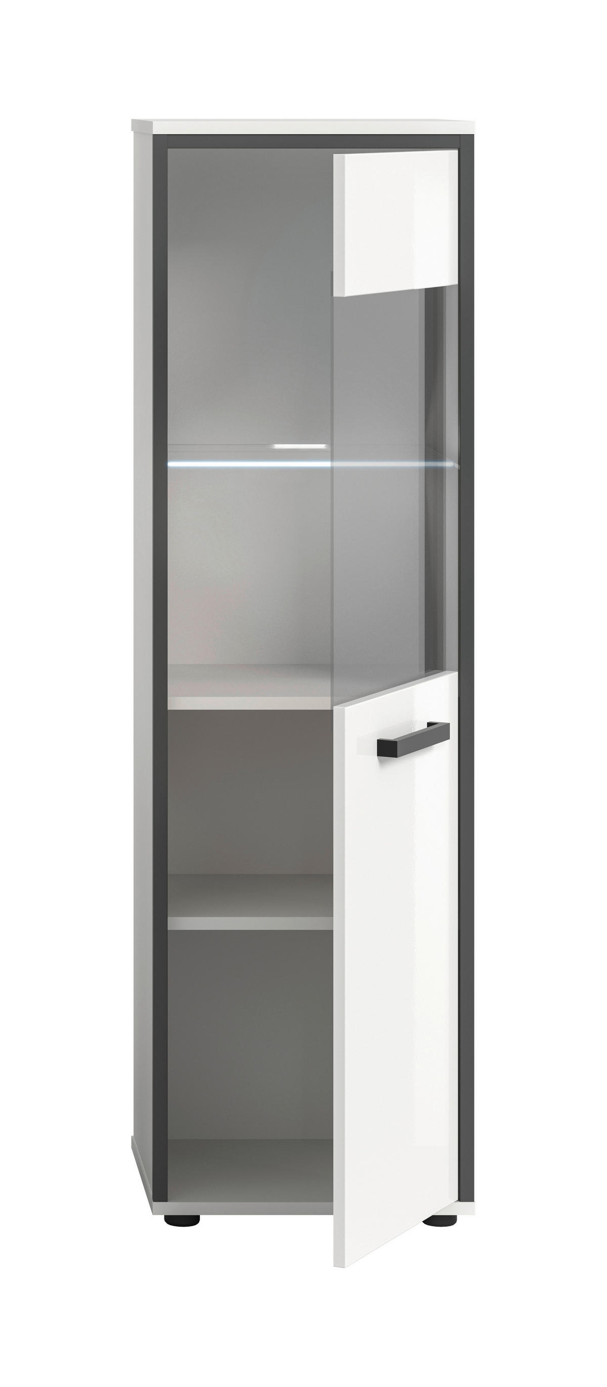 Midischrank KOJAK weiß Hochglanz anthrazit grau B/H/T: ca. 40x139x34 cm KOJAK - weiß/anthrazit (40,00/139,00/34,00cm) - xonox.home