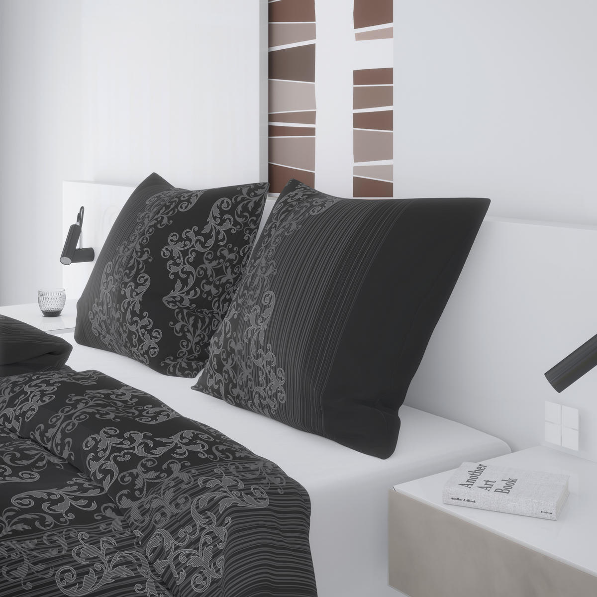 Baumwoll Bettwäsche Cotton touch Bettwäsche_Cotton-Touch Ornament - anthrazit (135,00/200,00cm) - Sensation