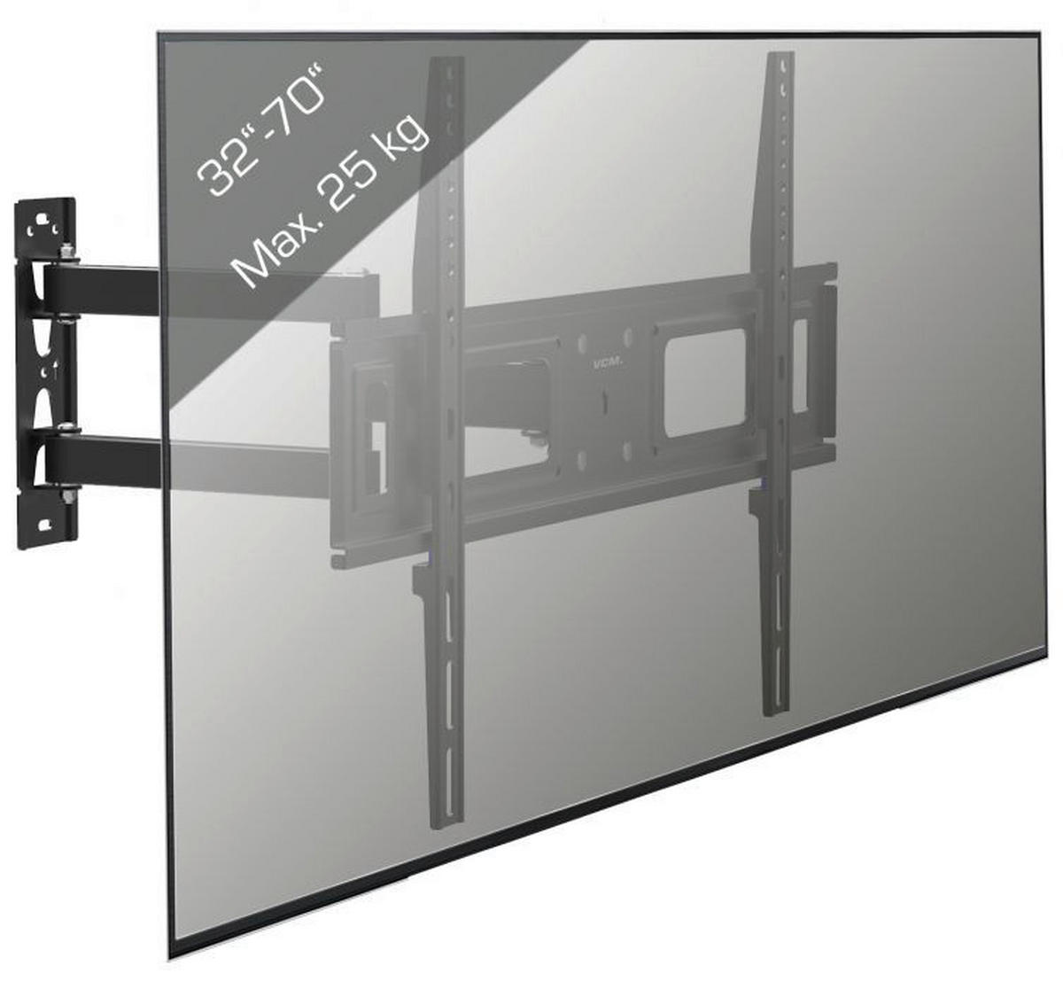 VCM TV-Wandhalterung Wandhalterung schwarz B-SN 600 TV Wandhalterung - schwarz (64,00/42,00/7,00cm) - VCM