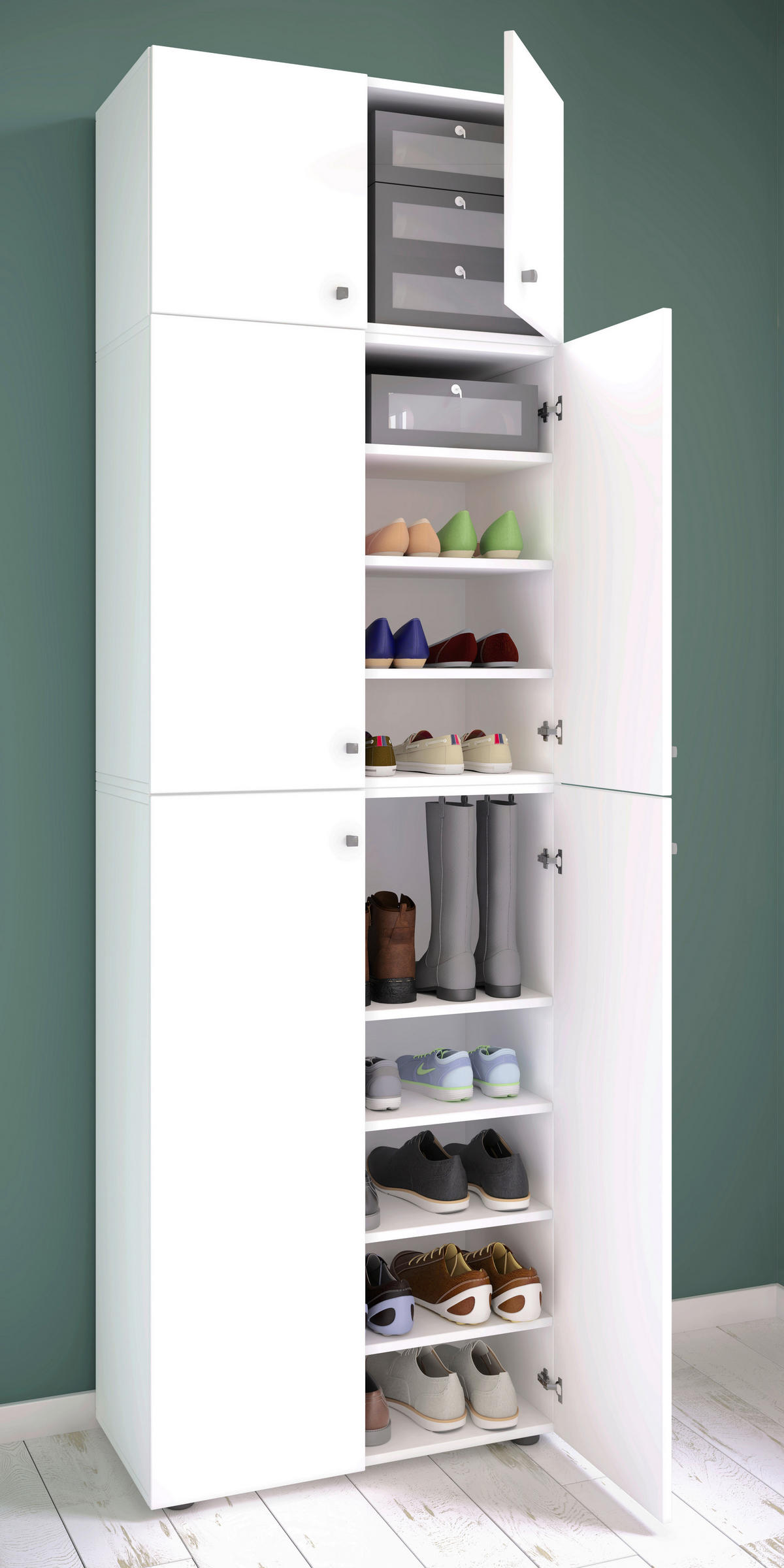 Schuhschrank Lona weiß B/H/T: ca. 70x223x39 cm Lona - weiß (70,00/223,00/39,00cm) - VCM Möbel