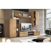 Wohnwand Neon Eiche Sonoma Nachbildung schwarz B/H/T: ca. 233x190x40 cm Neon - Eiche/schwarz (233,00/190,00/40,00cm)
