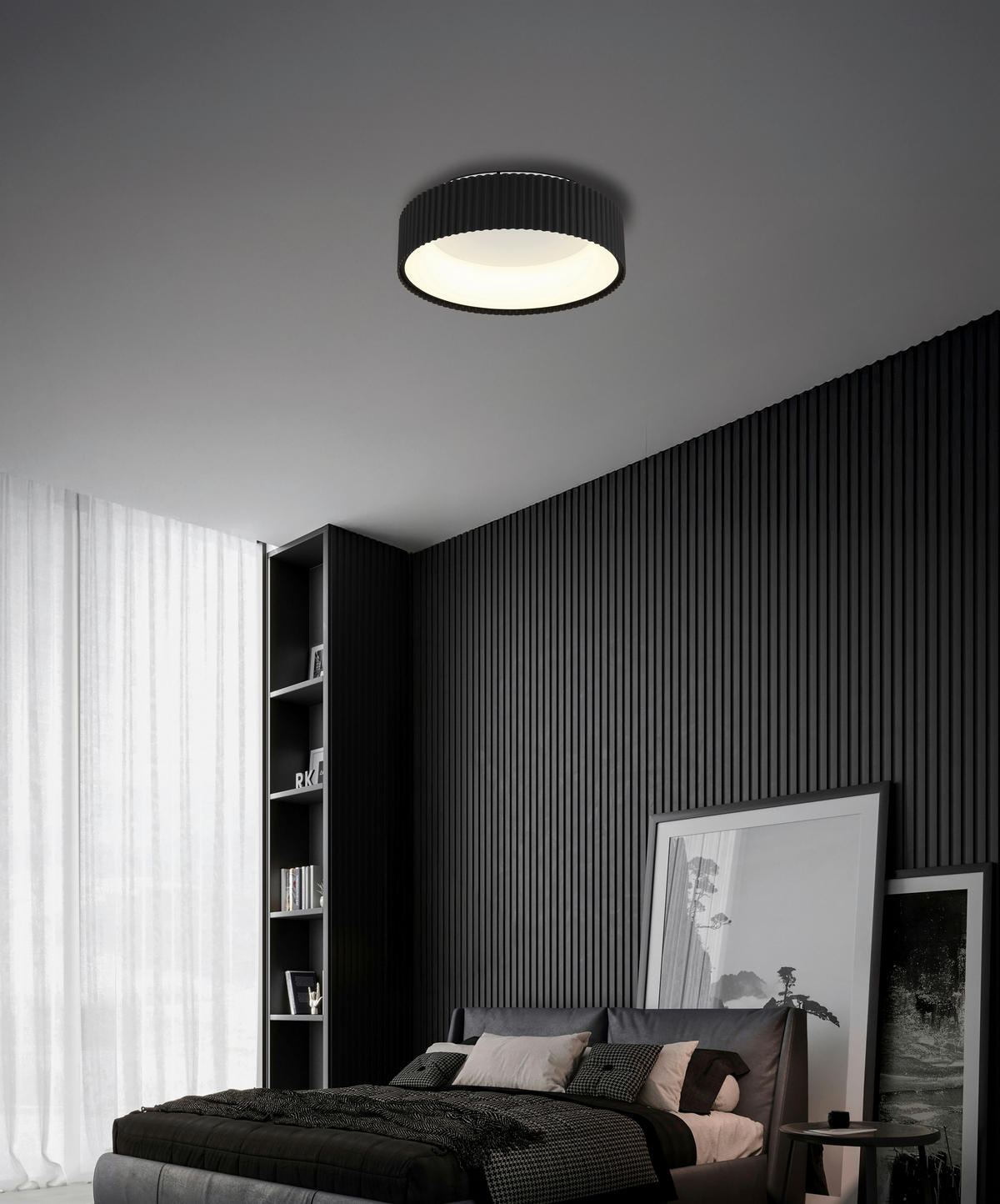 GLOBO LED-Deckenleuchte mattschwarz Opal weiß Acryl Metall H/D: ca. 13x46 cm 1 Brennstellen KEMP - weiß/Opal (46,00/13,00cm) - GLOBO