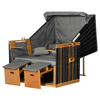 Outsunny Strandkorb hellgrau Edelstahl B/H/L: ca. 79x118x160 cm Strandkorb - hellgrau (160,00/79,00/118,00cm) - Outsunny