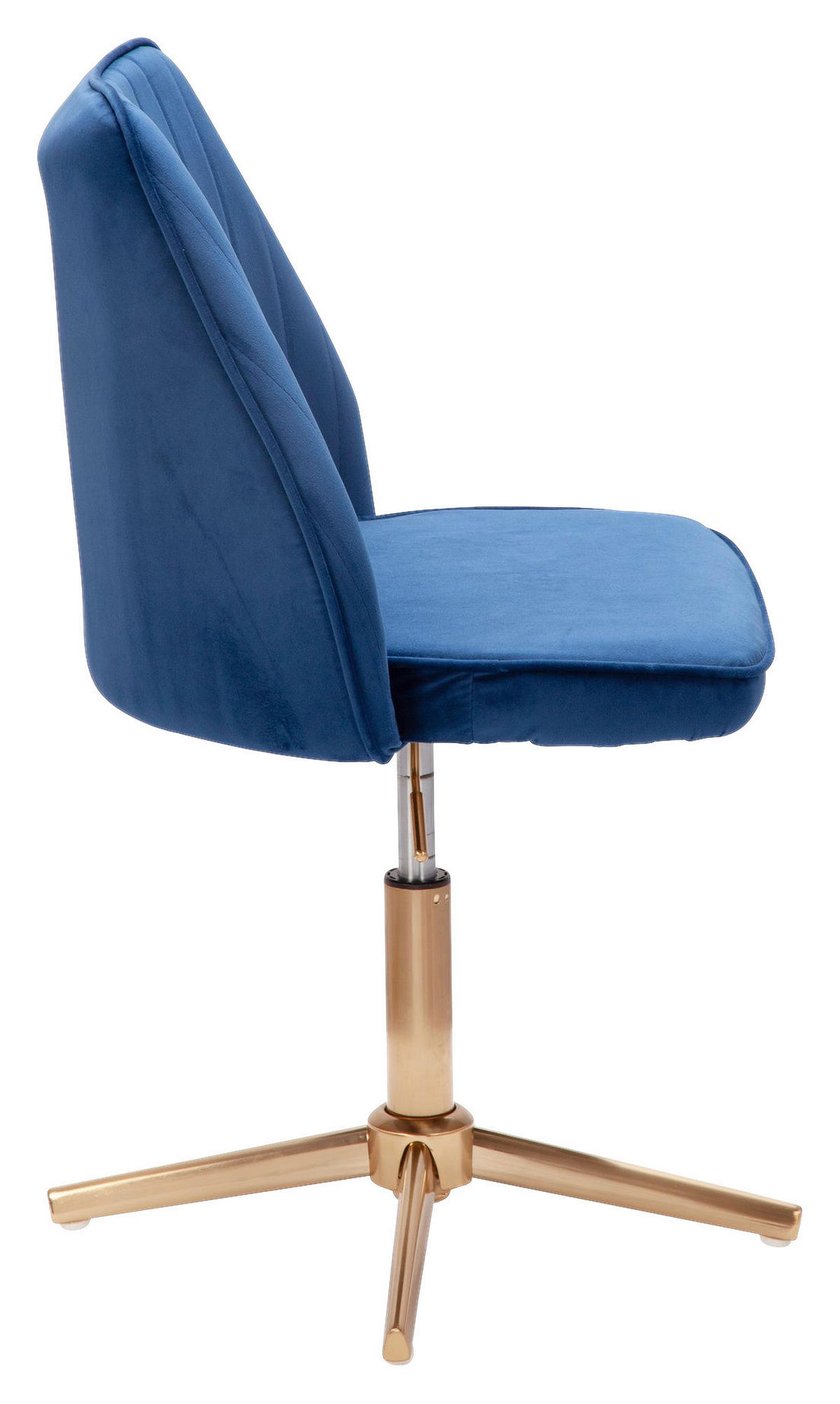 Drehstuhl blau Samt Eisen Drehstuhl - blau (47,00/100,00/46,00cm) - Wohnling