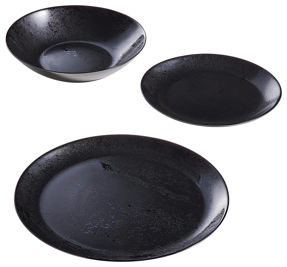 CreaTable Tafelservice Diana schwarz Glas 12 tlg. Diana - schwarz - CreaTable