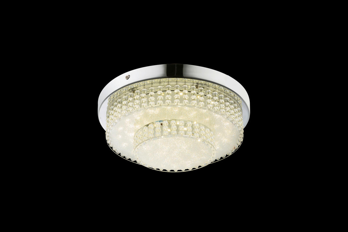 GLOBO LED-Deckenleuchte CAKE 48213-16 klar Chrom Metall Kunststoff H/D: ca. 9x28 cm 1 Brennstellen CAKE - klar/Chrom (28,00/9,00cm) - GLOBO