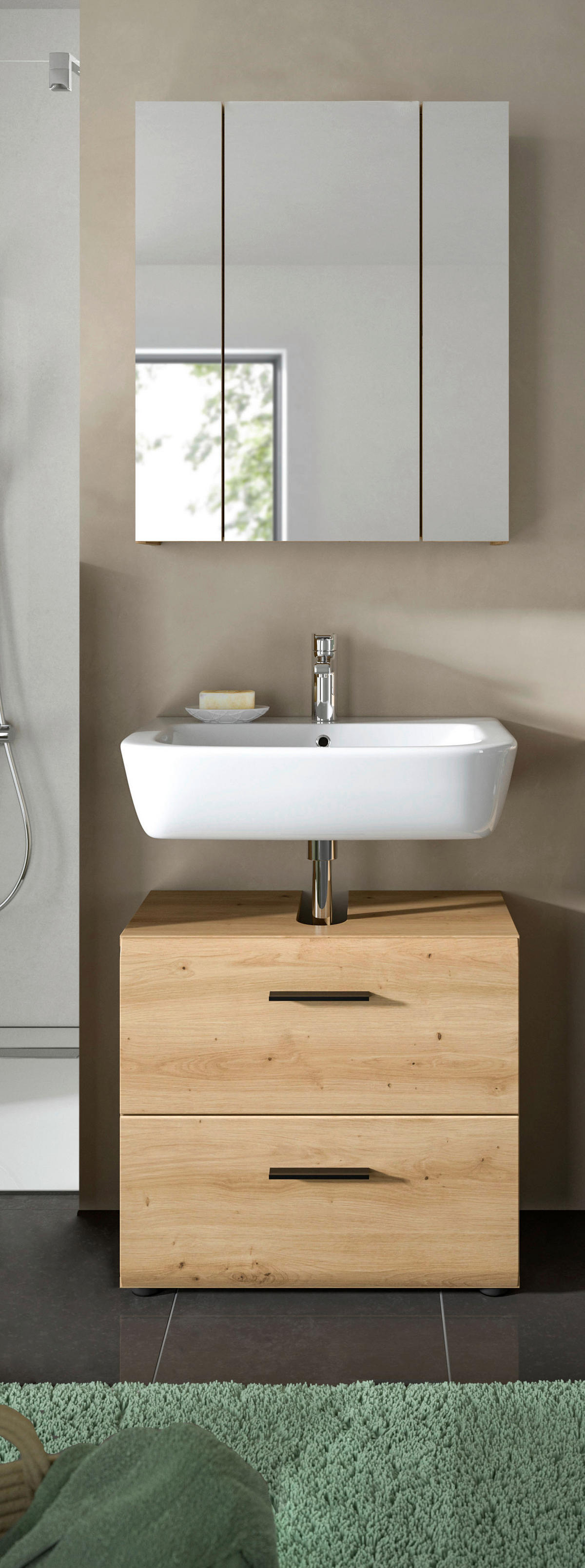 Badezimmer-Set Ice Artisan Oak Nachbildung B/H/T: ca. 60x185x30 cm Ice - (60,00/185,00/30,00cm) - xonox.home