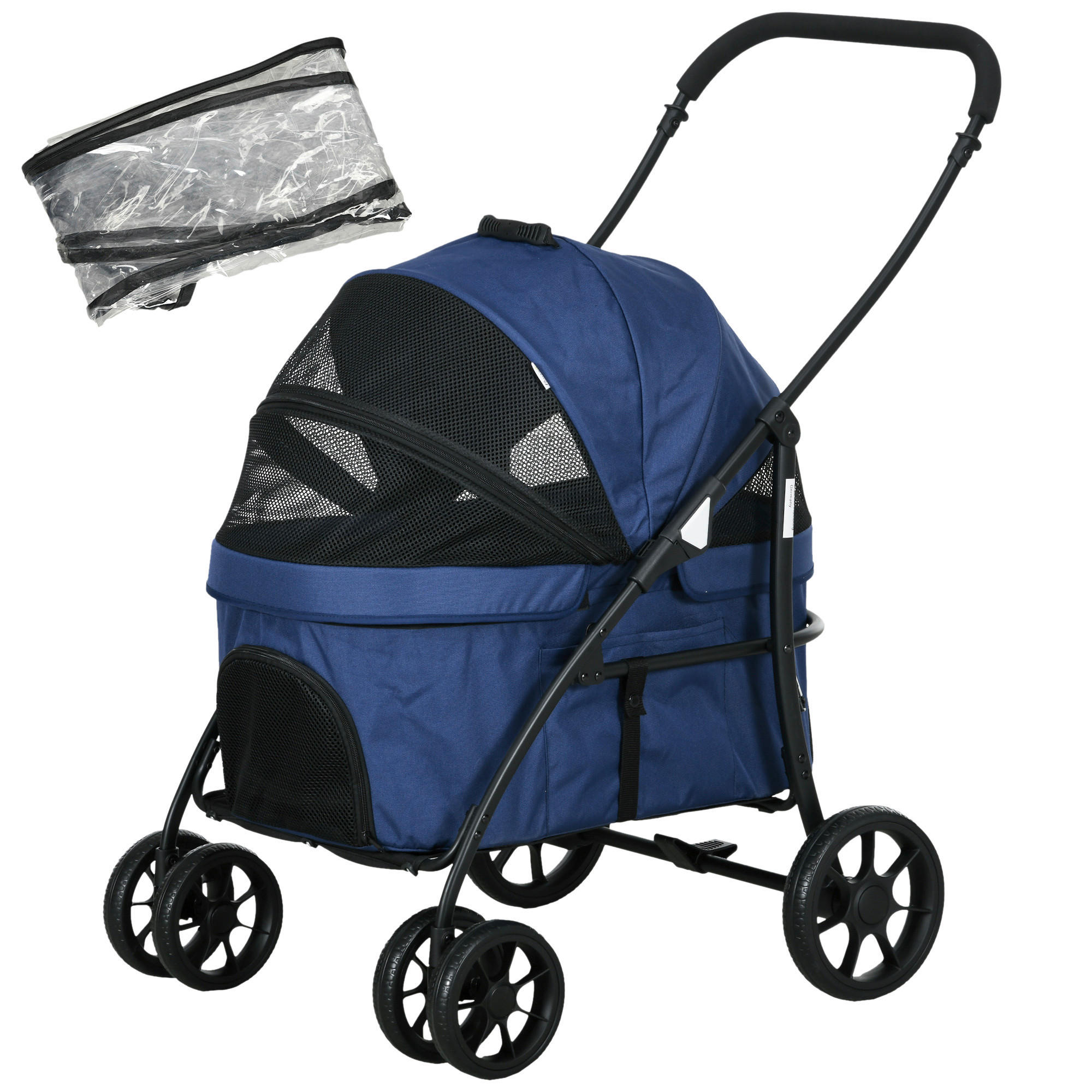 PawHut Hunde-Zubehör blau Edelstahl B/H/L: ca. 68x81x98,5 cm Hundebuggy - blau (98,50/68,00/81,00cm) - PawHut