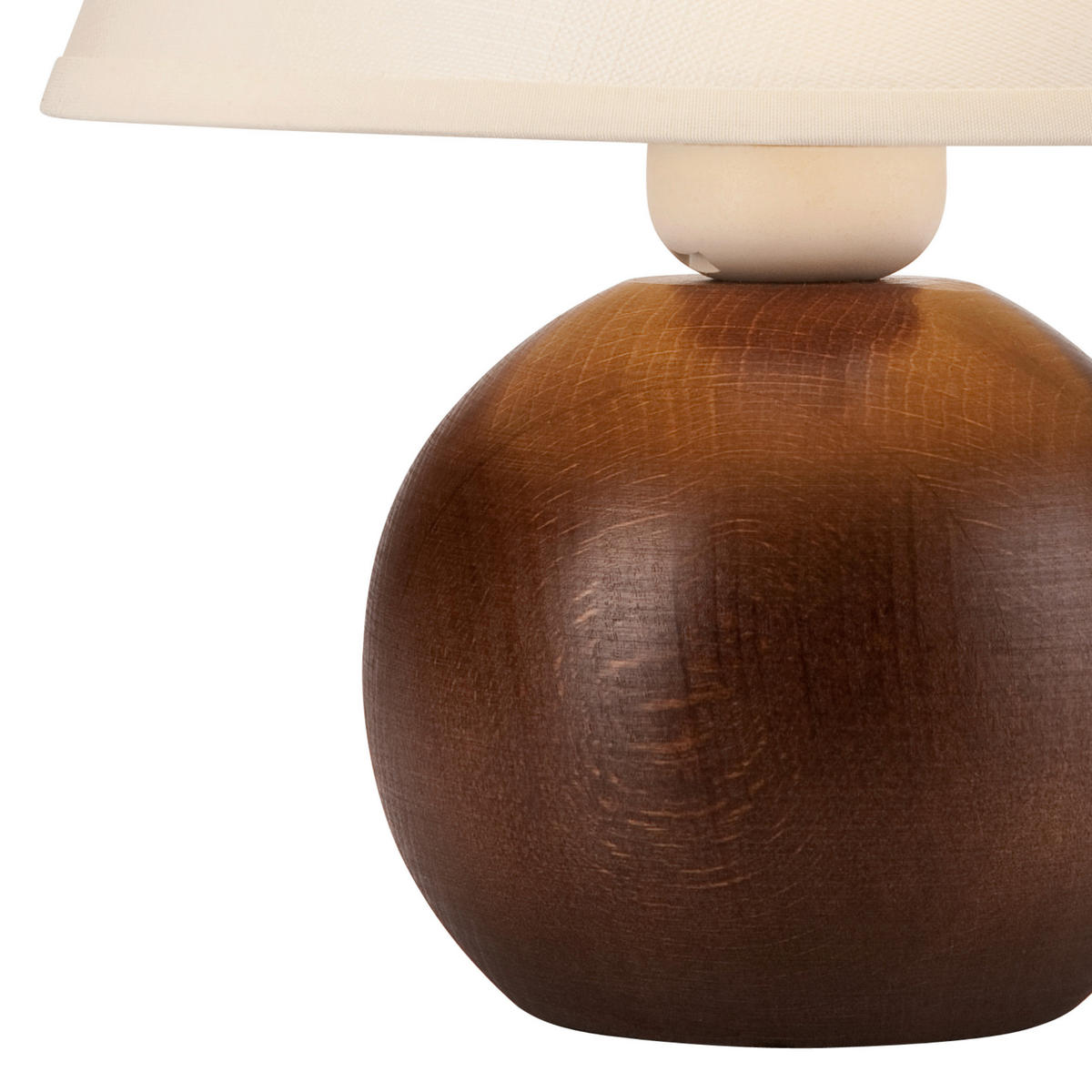 Lamkur Tischleuchte BALL 33099 natur Stahl Holz Stoff H/L: ca. 24x19 cm E27 1 Brennstellen Ball - natur (19,00cm) - Lamkur