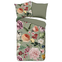 Baumwoll Bettwäsche Fiori Satin Fiori - grün (135,00/200,00cm) - Descanso