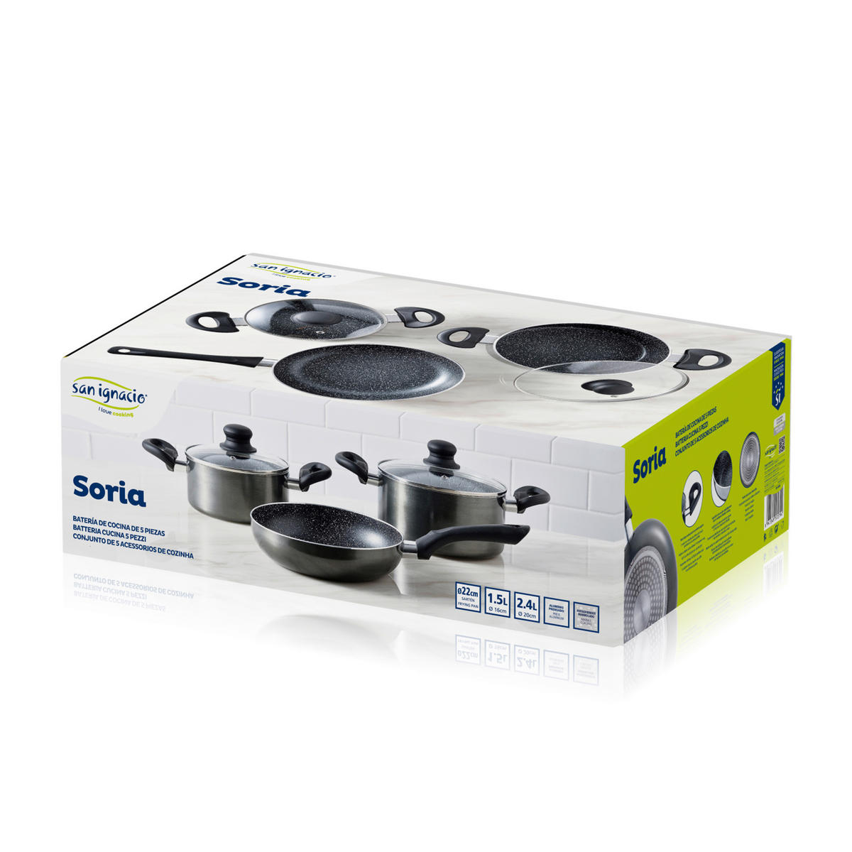SAN IGNACIO Kochgeschirrset Soria schwarz Aluminium 4 tlg. Soria - schwarz - SAN IGNACIO