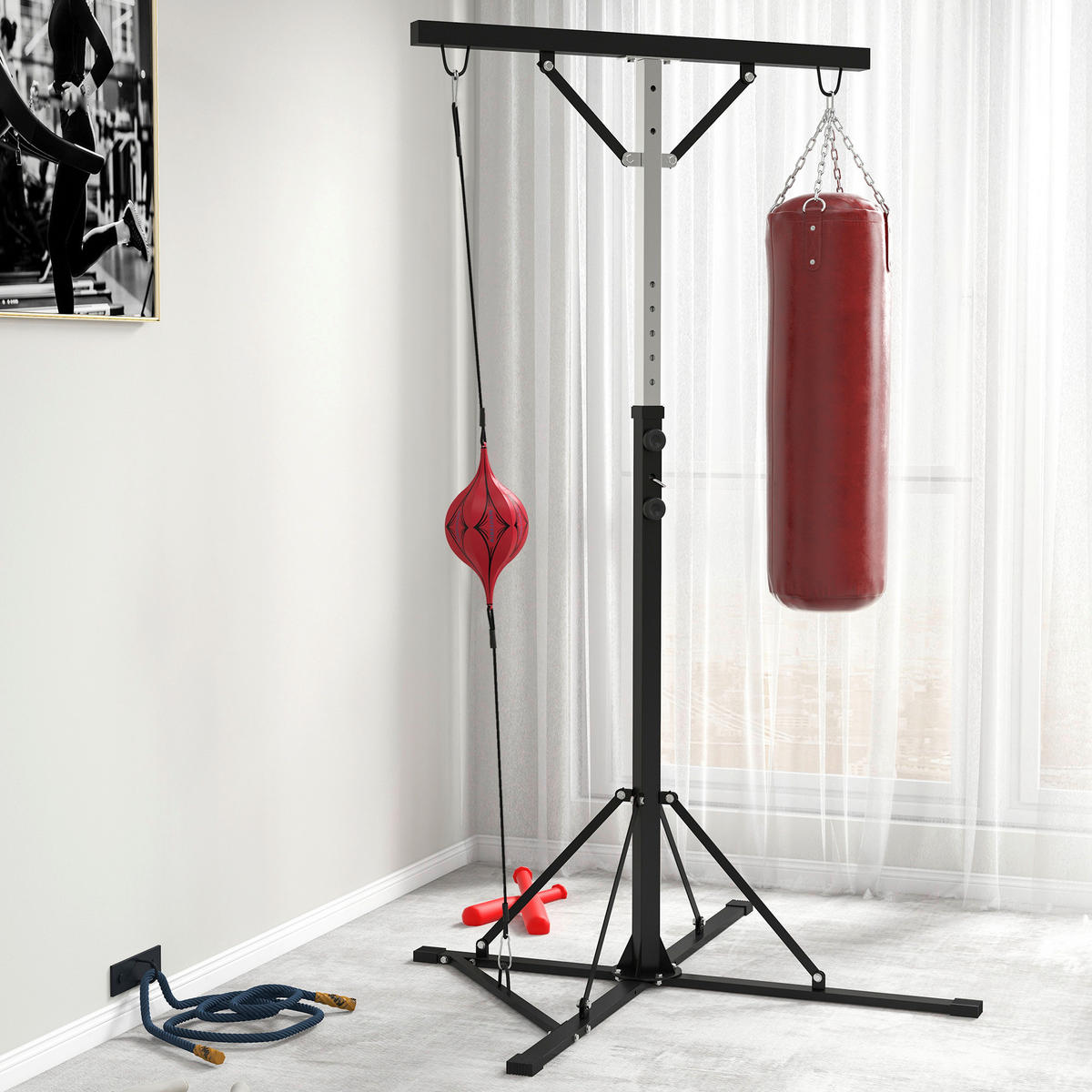 SPORTNOW Boxsackständer schwarz Stahl B/H/L: ca. 145x220x160 cm Boxsackständer - schwarz (160,00/145,00/220,00cm) - SPORTNOW