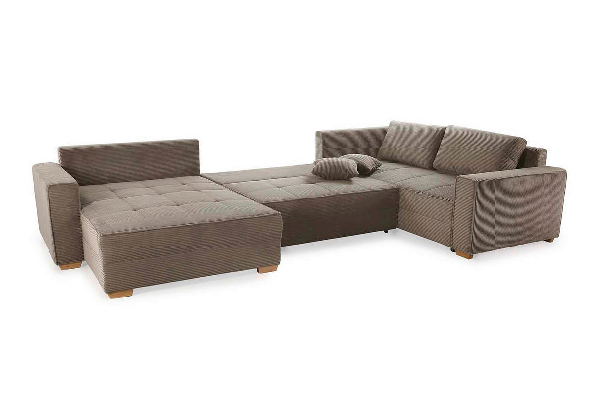 Wohnlandschaft taupe Microfaser B/H/T: ca. 379x86x227 cm Brixen_Wohnlandschaft - taupe (379,00/86,00/227,00cm)