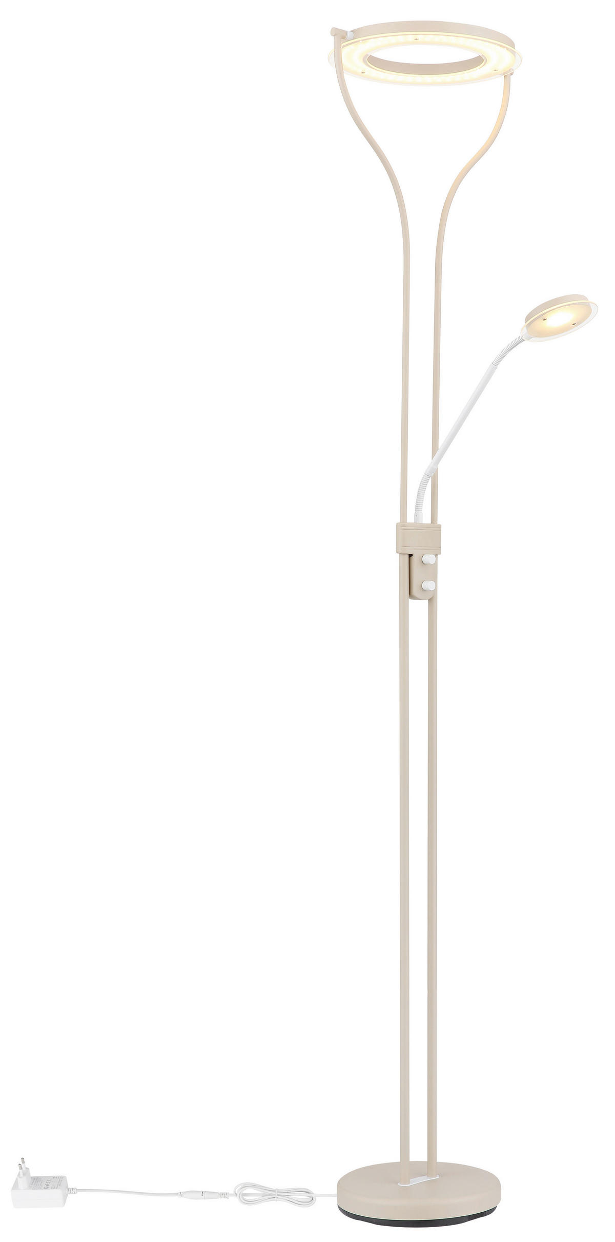 GLOBO Deckenfluter weiß sand Satiniert Glas Metall B/H/L: ca. 31x194x35 cm null 1 Brennstellen EBRO - sand/weiß (35,00/31,00/194,00cm) - GLOBO