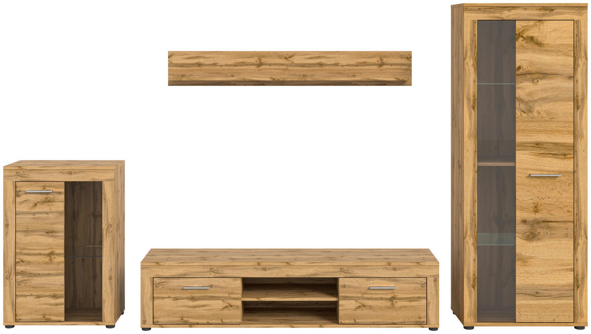 Wohnwand Jam Eiche Wotan Nachbildung B/H/T: ca. 310x169x35 cm Jam - Eiche (310,00/169,00/35,00cm) - xonox.home