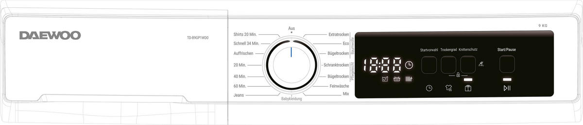 Daewoo Wärmepumpentrockner TD-B9GP1WD0-DE Wärmepumpentrockne TD-B9GP1WD0-DE - weiß (59,60/84,50/60,90cm) - Daewoo