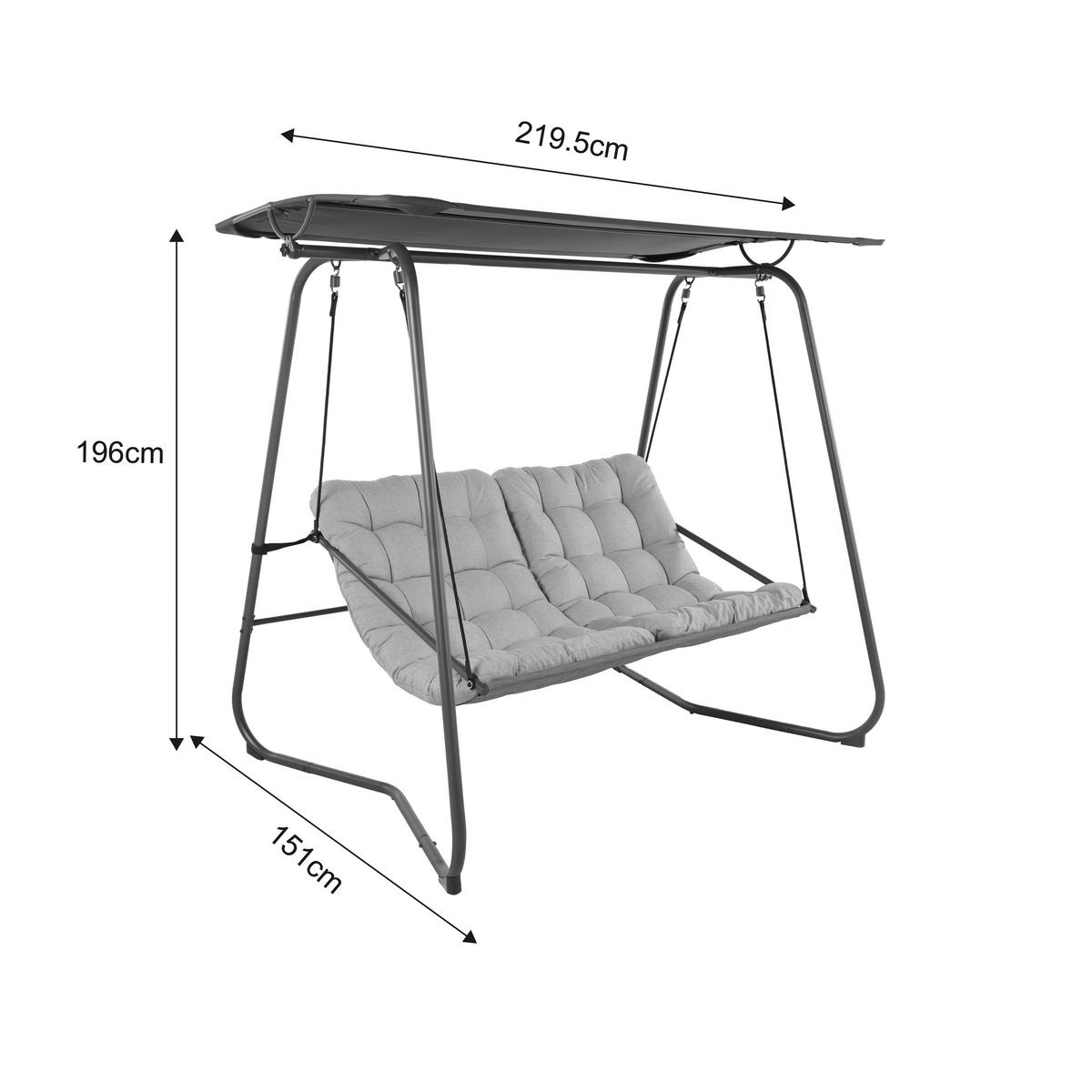 POCOline Hollywoodschaukel hellgrau Stahl B/H/L: ca. 151x195x220 cm Hollywoodschaukel - hellgrau/dunkelgrau (220,00/151,00/195,00cm) - POCOline