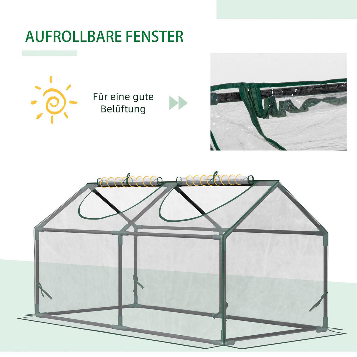 Outsunny Gewächshaus B/H/L: ca. 60x60x120 cm Gewächshaus - transparent (120,00/60,00/60,00cm) - Outsunny