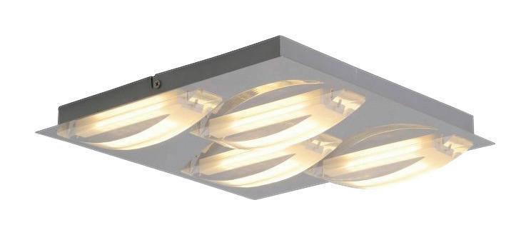 Näve Leuchten LED Deckenleuchte NV1236842 Chrom Metall Kunststoff B/H/T: ca. 30x3x30 cm null 4 Brennstellen