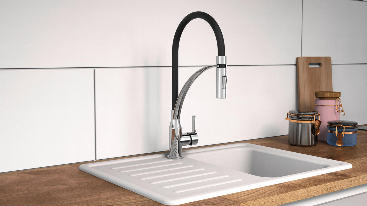 Spültisch-Armatur Carneo schwarz Spültischarmatur_Carneo chrom/schw. - schwarz/Chrom (5,50/47,50/28,00cm) - Eisl