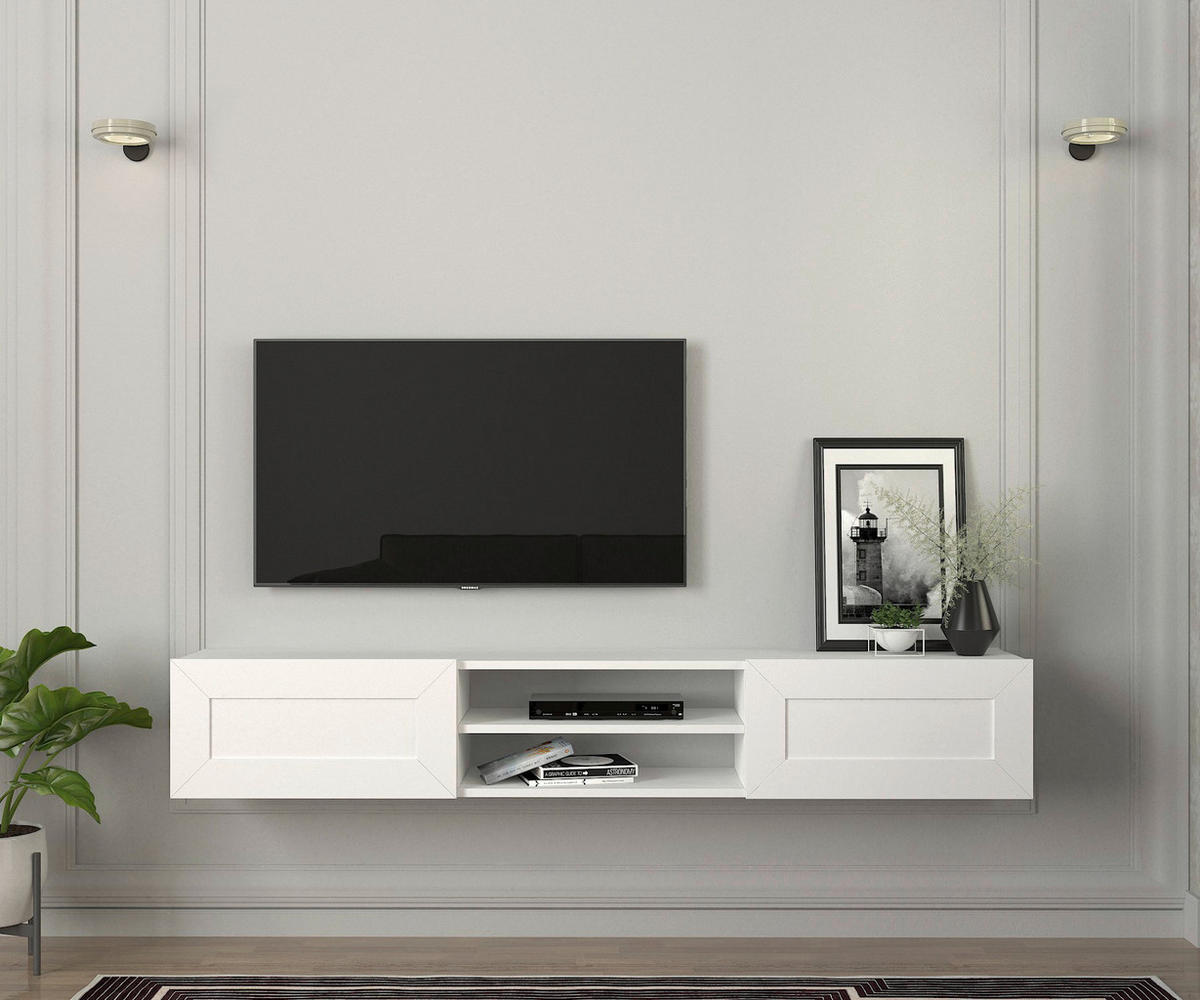 TV-Lowboard Piuma weiß B/H/T: ca. 180x29,1x29,6 cm Piuma - weiß (180,00/29,10/29,60cm) - moebel17