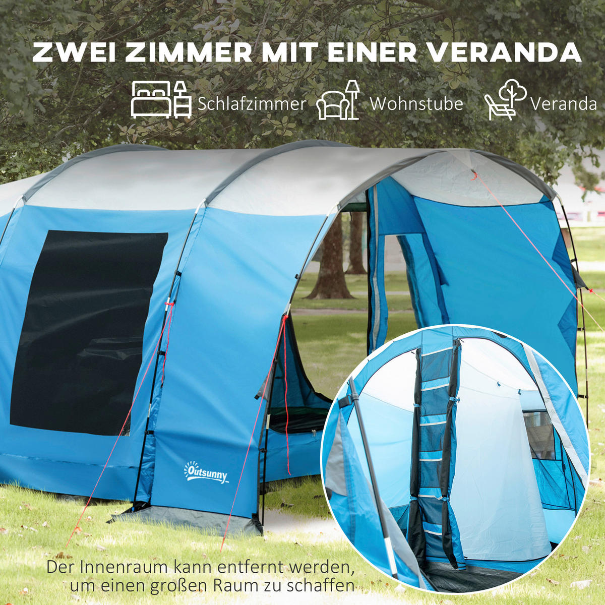Outsunny Campingartikel B/H/L: ca. 275x445x195 cm Campingzelt - blau (195,00/275,00/445,00cm) - Outsunny