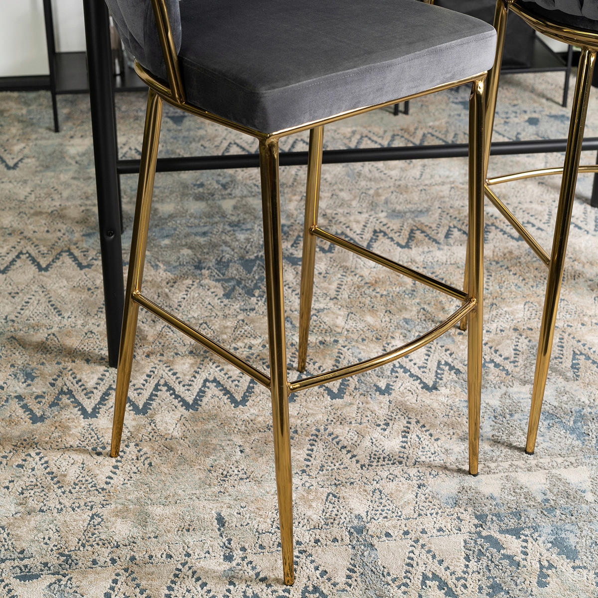 Barhocker FLORES grau Velourstoff B/H/T: ca. 60x104,5x56 cm FLORES - grau (60,00/104,50/56,00cm) - WIPMEB