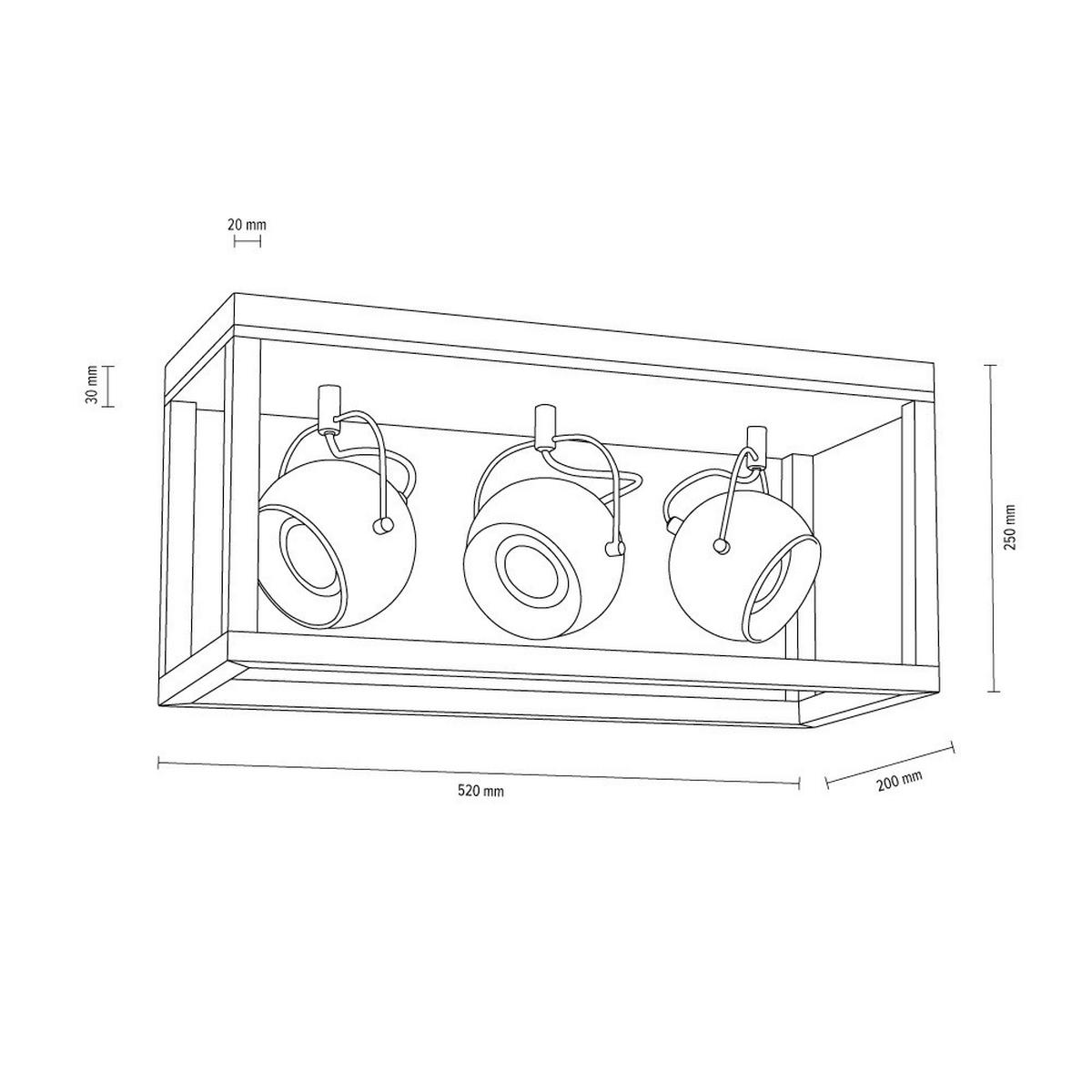 SPOT Light Deckenleuchte  SP-5227374 Roy Eiche Satiniert Holz Metall B/H/L: ca. 20x25x52 cm GU10 3 Brennstellen Roy - Eiche/Satiniert (52,00/20,00/25,00cm) - SPOT Light