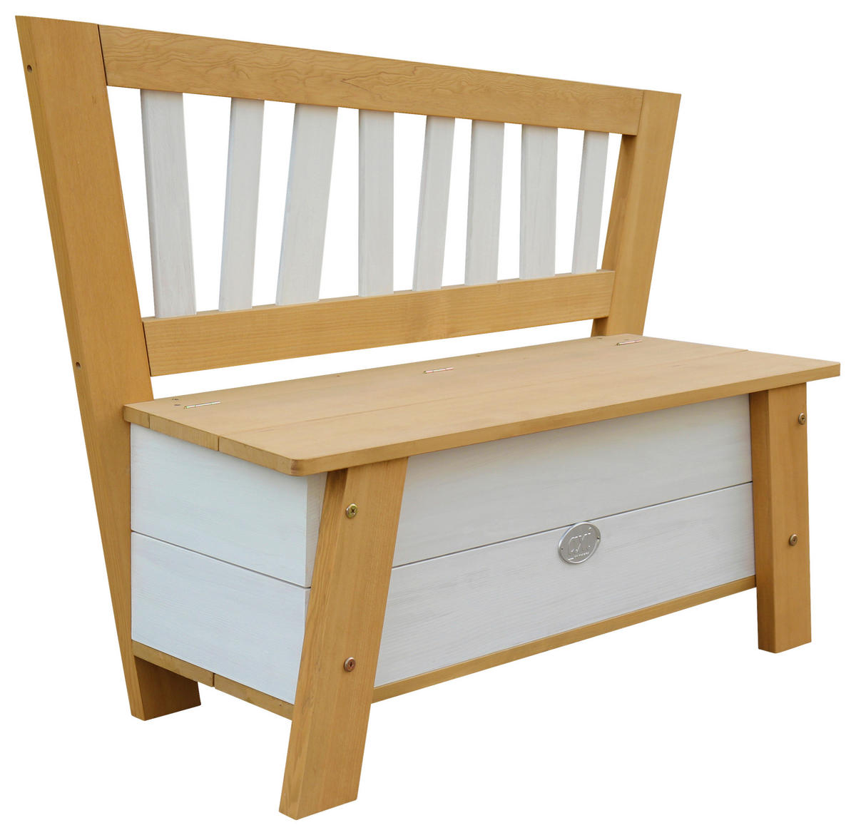 AXI Aufbewahrungsbank braun Holz B/H/L: ca. 116x84x37 cm Aufbewahrungsbank - braun/weiß (37,00/116,00/84,00cm) - AXI