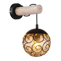 GLOBO Wandleuchte amber schwarz Metall Kunststoff B/H: ca. 15x36 cm E27 1 Brennstellen MAXI - schwarz/amber (15,00/36,00cm) - GLOBO