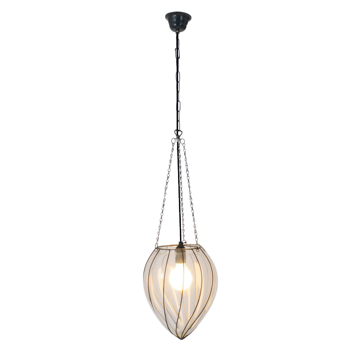 Näve Leuchten Pendelleuchte klar Glas Metall B/H/T/D: ca. 25x32x25x25 cm E27 1 Brennstellen ORIENT - klar (25,00/32,00/25,00cm) - Näve Leuchten