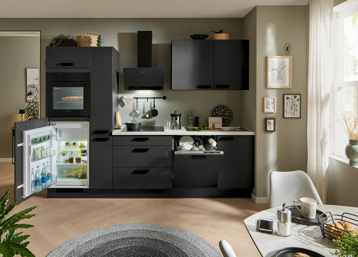 pino Küchenblock PN210 Graphit supermatt B/H/T: ca. 280x220,6x60 cm PN210 - Graphit/Marmoroptik (280,00/220,60/60,00cm) - pino