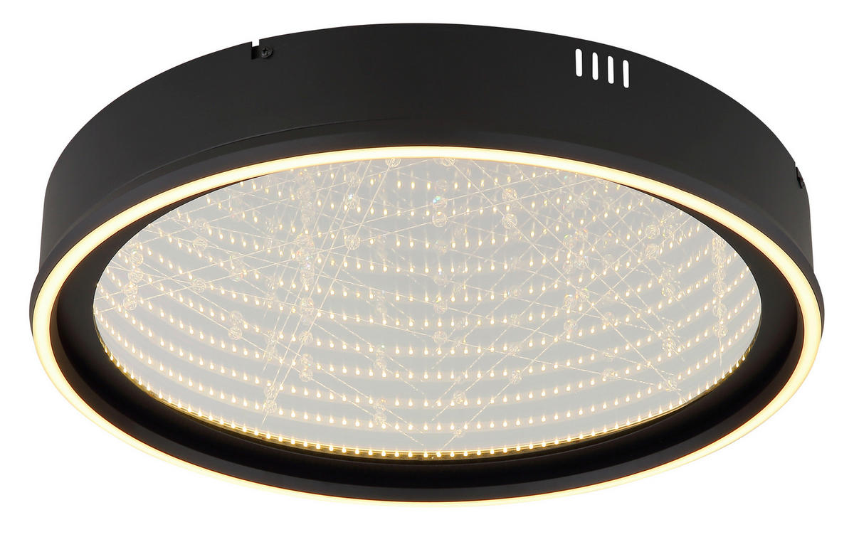 GLOBO Deckenleuchte klar Opal schwarz Glas Aluminium Kunststoff H/D: ca. 8,5x51,5 cm 1 Brennstellen Mirrora - klar/schwarz (51,50/8,50cm) - GLOBO