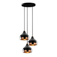 Opviq Pendelleuchte Yildo Kupfer schwarz Metall B/H/T/L/D: ca. 37x111x37x37x37 cm E27 3 Brennstellen Yildo - schwarz/Kupfer (37,00/37,00/111,00cm) - Opviq