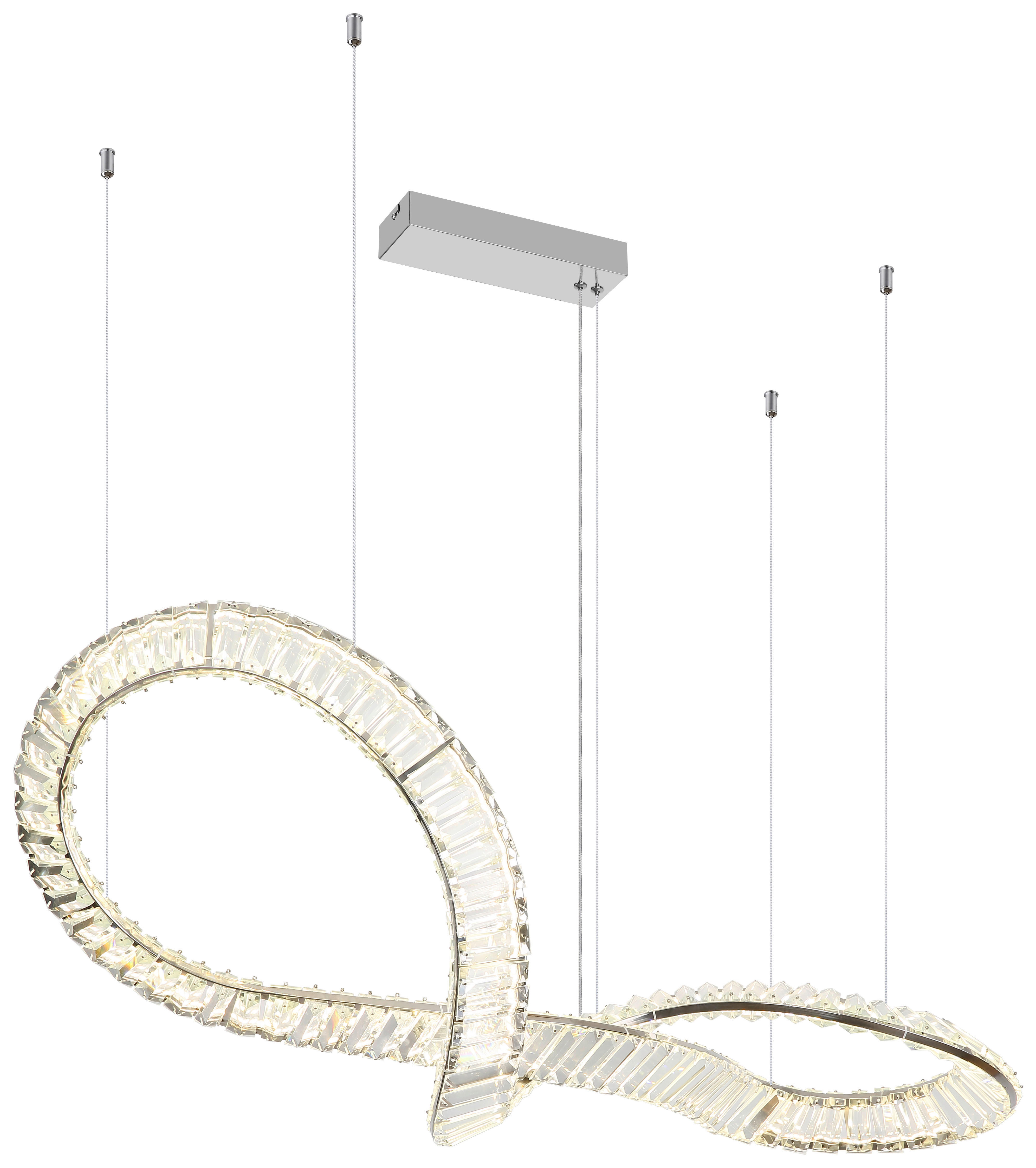 GLOBO LED-Pendelleuchte NEIL 67339-72C klar Chrom Metall Edelstahl B/H/L: ca. 33x120x110 cm 1.0 Brennstellen NEIL - klar/Chrom (110,00/33,00/120,00cm) - GLOBO