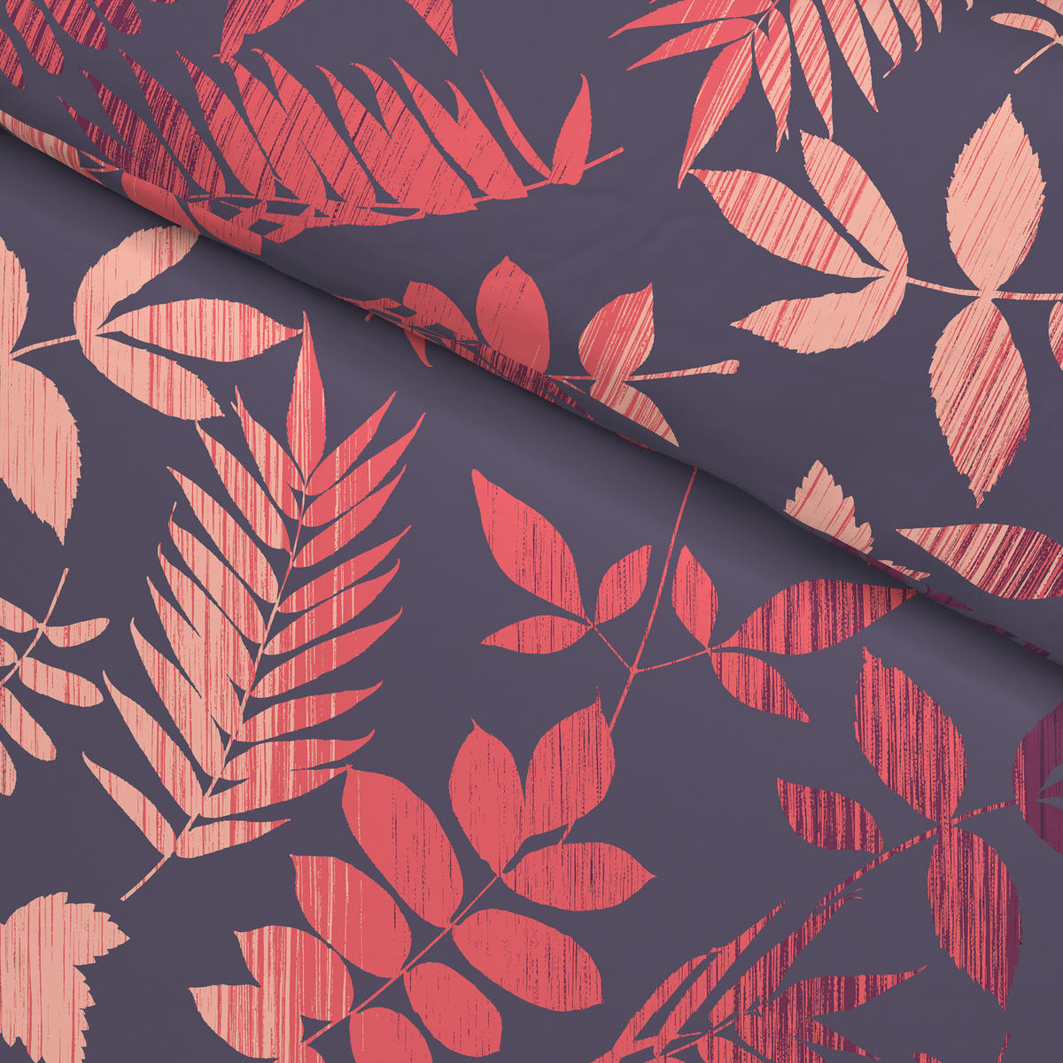 Baumwoll Bettwäsche Cotton touch Bettwäsche_Cotton-Touch Laub - lila/bordeaux (135,00/200,00cm) - Sensation