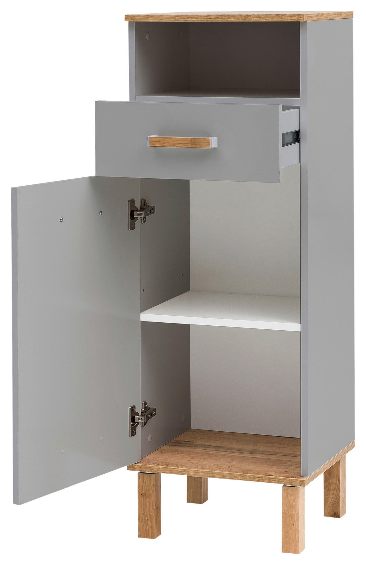Midischrank Padua grau Eiche Landhaus Nachbildung B/H/T: ca. 40,4x114,5x35 cm Padua - Eiche/grau (40,40/114,50/35,00cm) - Möbelpartner