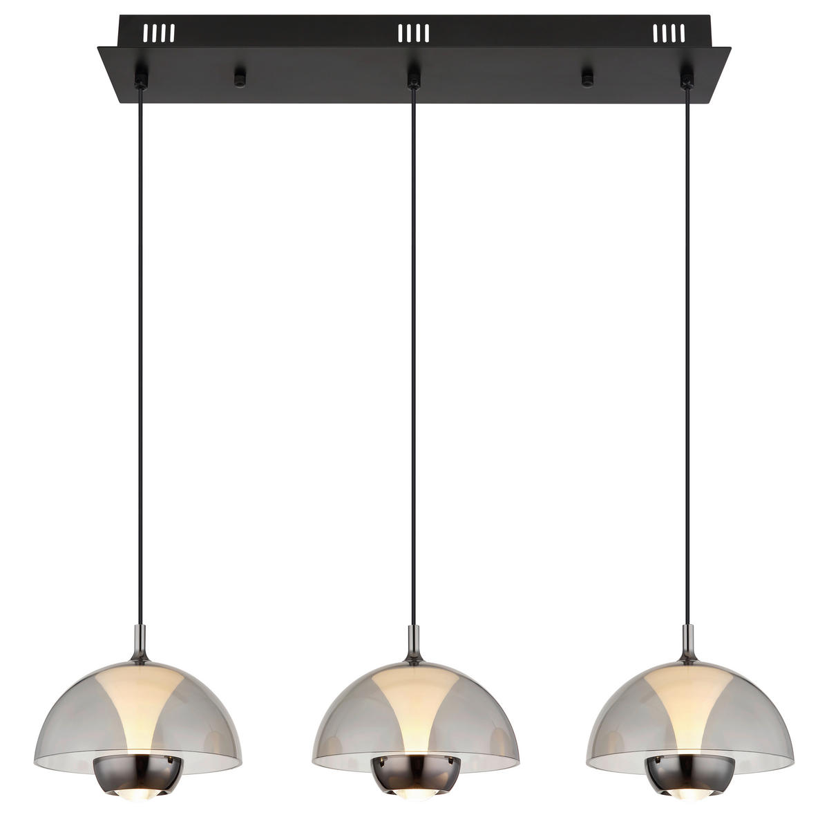 GLOBO LED-Pendelleuchte ARUS 16022-3 weiß Rauch mattschwarz Metall Kunststoff B/H/L: ca. 68x120x18 cm 1.0 Brennstellen ARUS - weiß/Rauch (18,00/68,00/120,00cm) - GLOBO