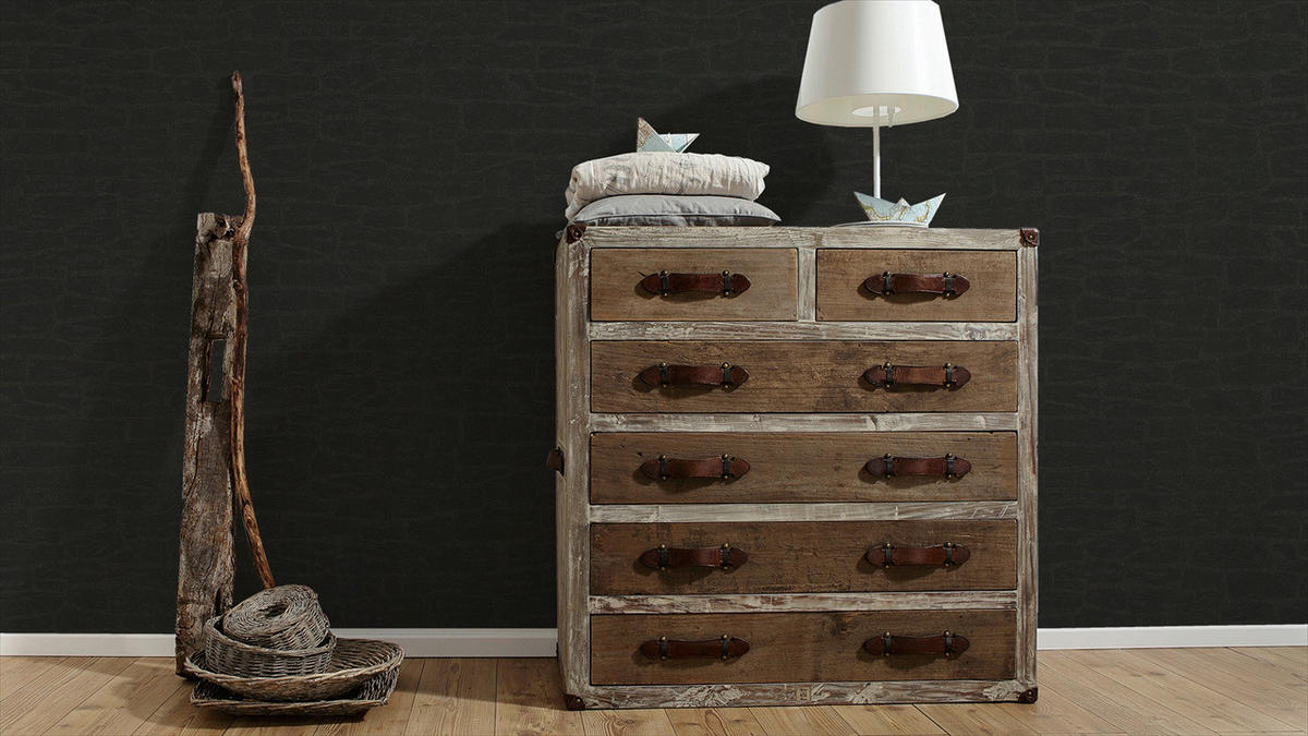 Vliestapete Steinoptik schwarz B/L: ca. 53x1005 cm Vliestapete_1395-11 VW10 - schwarz (53,00/1005,00cm)