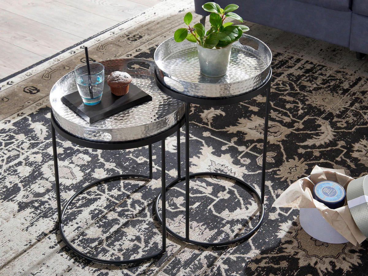 Beistelltisch 2er-Set. silber Metall B/H/T: ca. 38x45x38 cm 2er-Set. - silber (38,00/45,00/38,00cm) - Wohnling