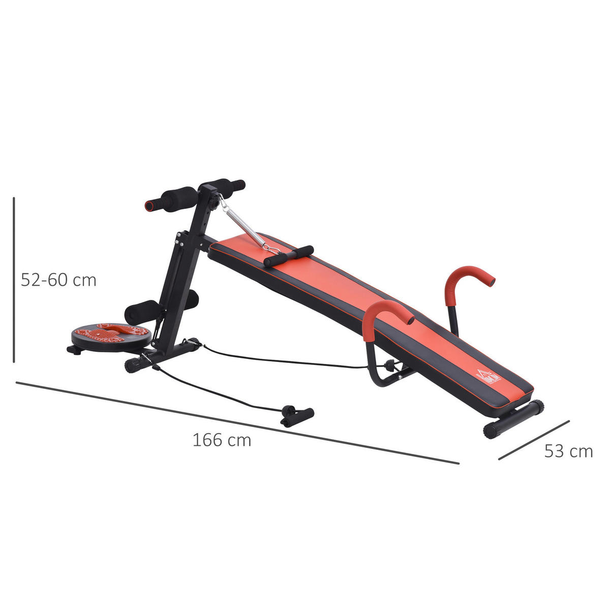 HOMCOM Sit-Up-Bank schwarz Stahl B/H/L: ca. 53x60x166 cm Sit-Up-Bank verstellbar - rot/schwarz (166,00/53,00/60,00cm) - HOMCOM
