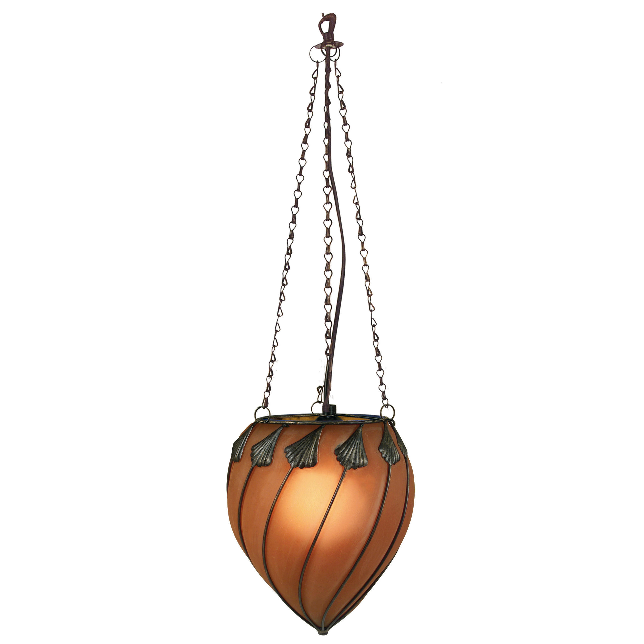 Näve Leuchten Pendelleuchte orange Metall Glas B/H/T/D: ca. 27x38x27x27 cm E27 1 Brennstellen ORIENT - orange (27,00/38,00/27,00cm) - Näve Leuchten