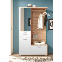 Garderobe Entra weiß Eiche Artisan Nachbildung B/H/T: ca. 117x198x38 cm Entra - Eiche/weiß (117,00/198,00/38,00cm)