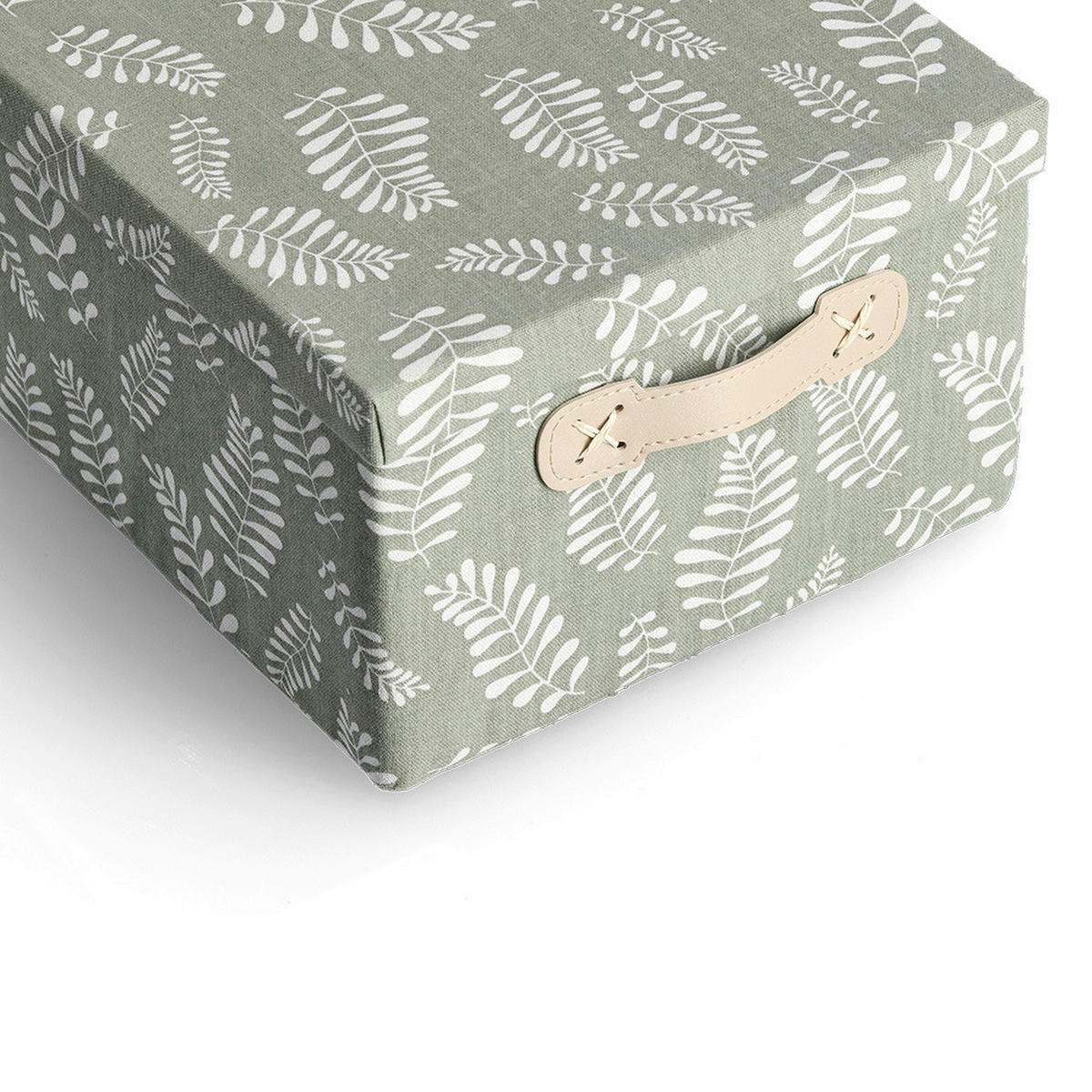 Zeller Aufbewahrungsbox Leaves grün Baumwolle B/H/L: ca. 26x16,5x36 cm Leaves - grün (36,00/26,00/16,50cm) - Zeller