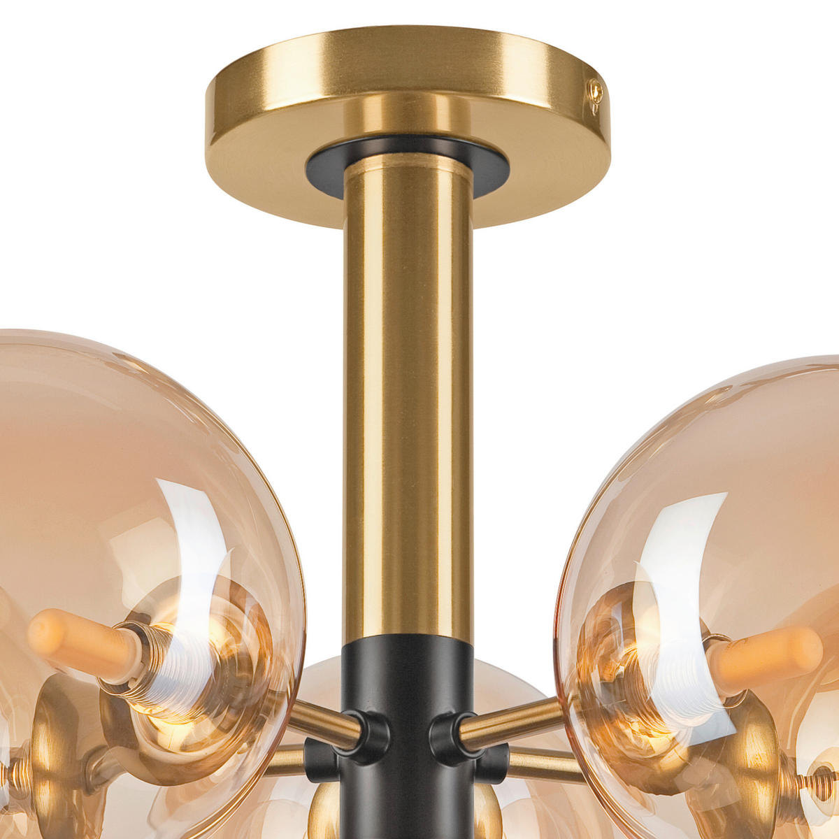 Lamkur Pendelleuchte ROLLO 49311 gold schwarz Stahl Glas H/L: ca. 32x35 cm E27 5 Brennstellen Rollo - gold/schwarz (35,00cm) - Lamkur