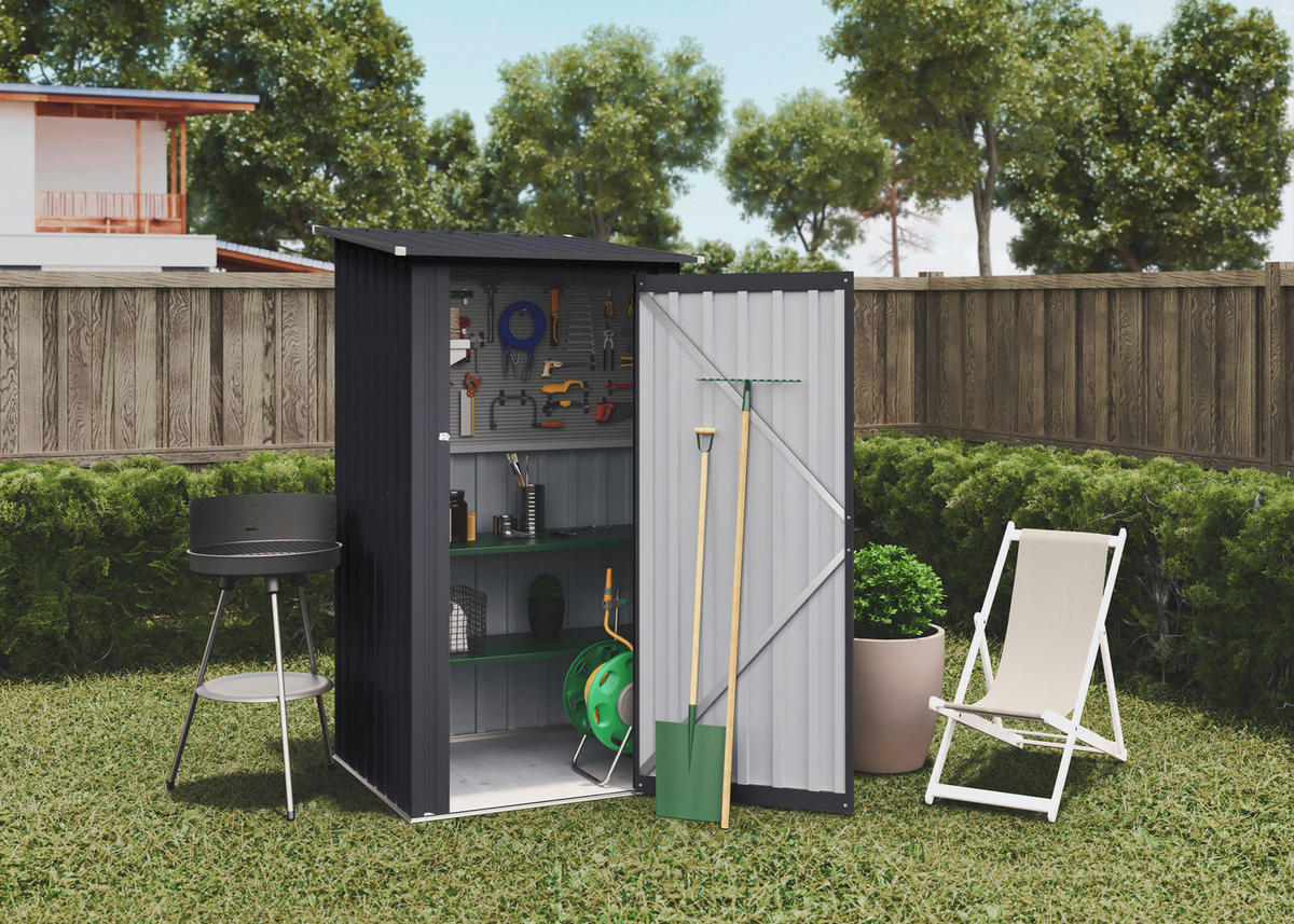 HOGGAR Gerätehaus Sansa anthrazit B/H/L: ca. 104x160x99 cm Sansa - anthrazit (99,00/104,00/160,00cm) - HOGGAR