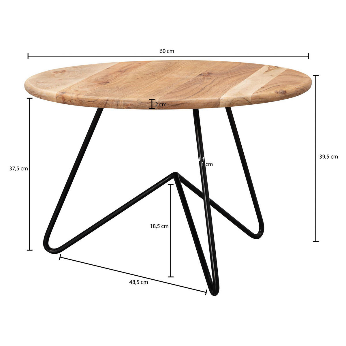 Couchtisch braun B/H/T: ca. 60x39x60 cm Couchtisch - braun (60,00/39,00/60,00cm) - Wohnling