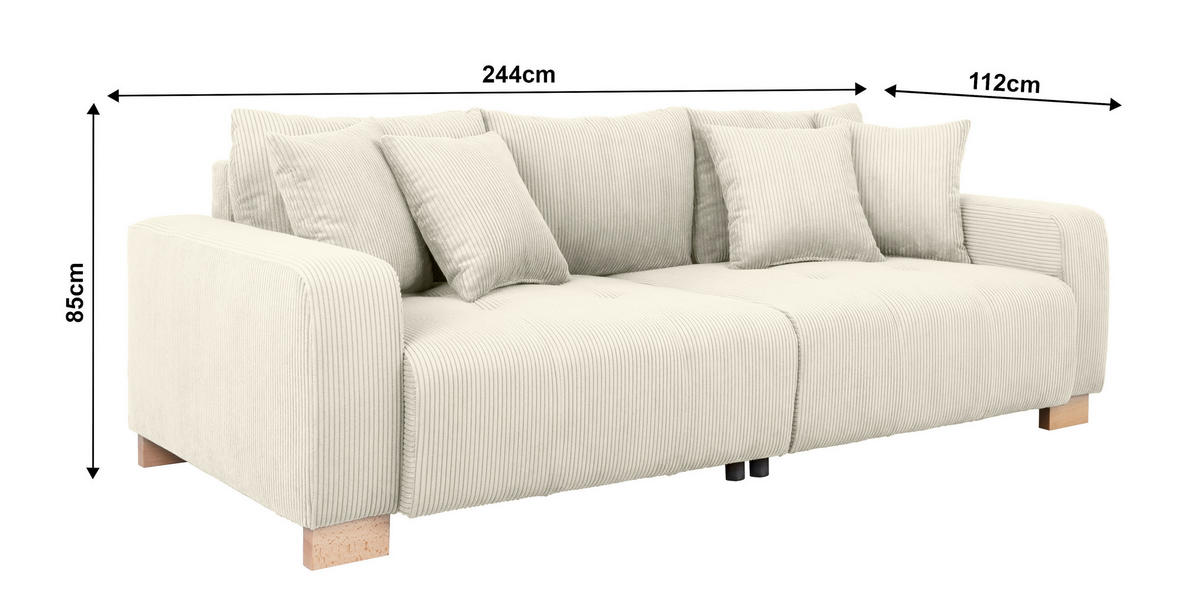 Big Sofa Alpha New beige Microfaser B/H/T: ca. 244x85x112 cm Alpha New - beige/buche (244,00/85,00/112,00cm)