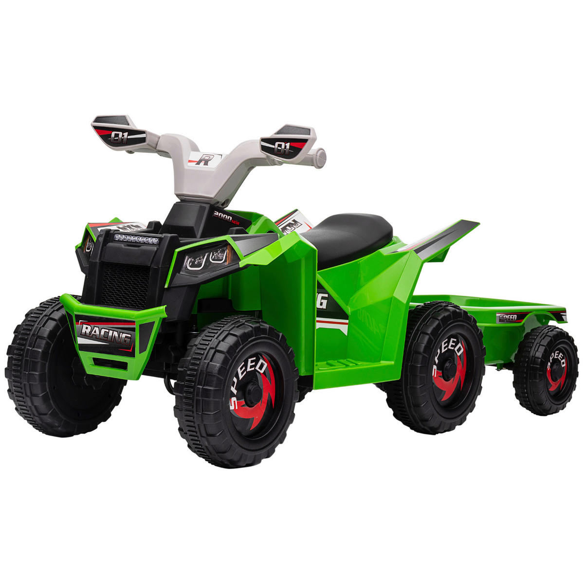 HOMCOM Kinder Elektrofahrzeug schwarz B/H/L: ca. 41,5x48,5x106 cm Kinder Elektrofahrzeug - schwarz/grün (106,00/41,50/48,50cm) - HOMCOM